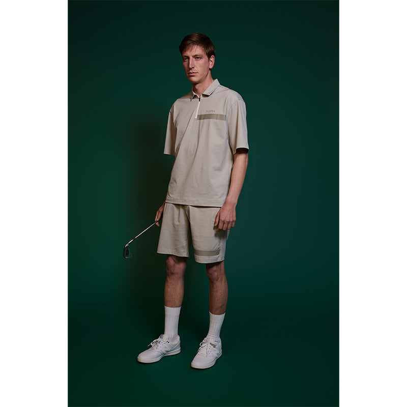 ジップラインポロ【メンズ】サンドベージュ