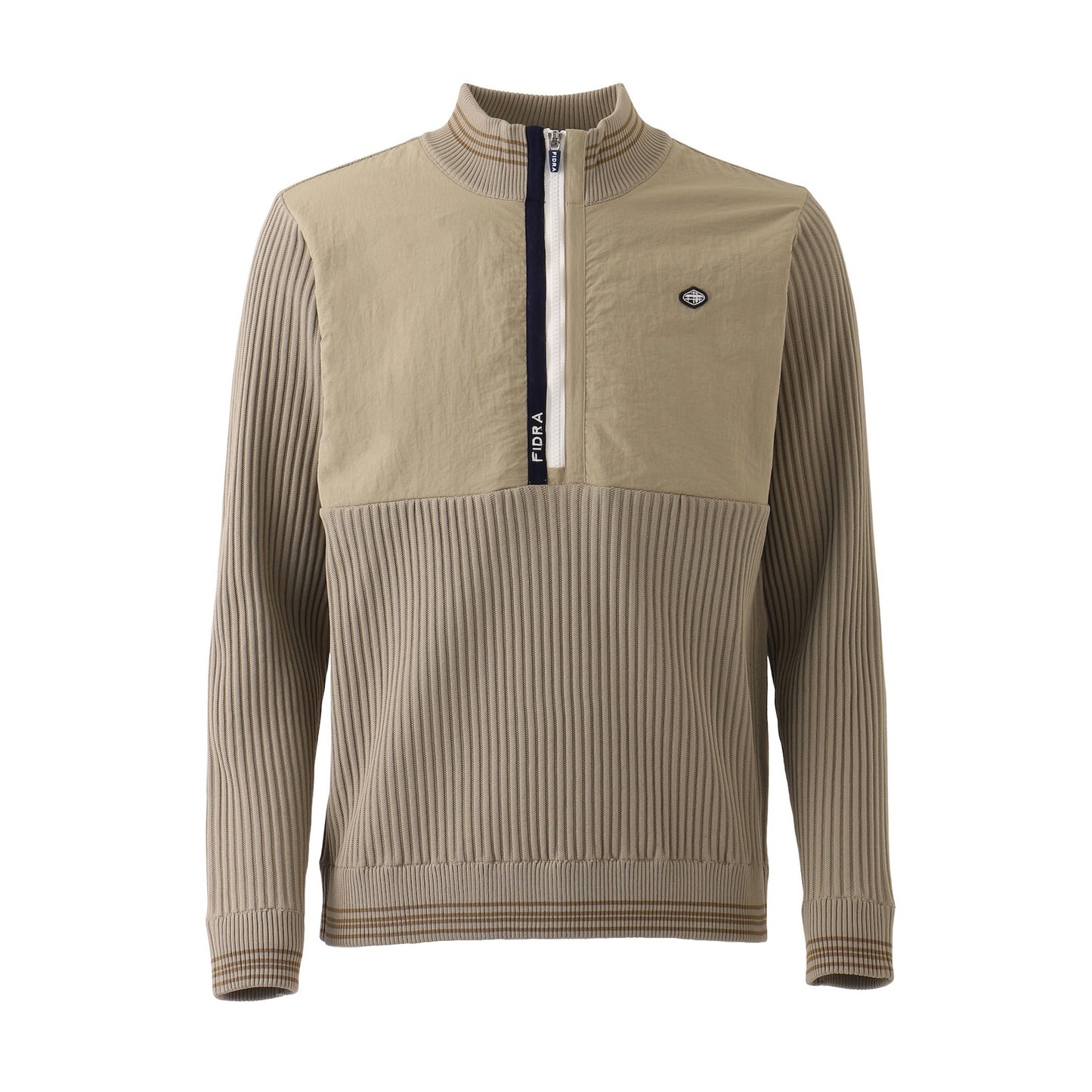 長袖ハイネックHALF ZIP【メンズ】ベージュ