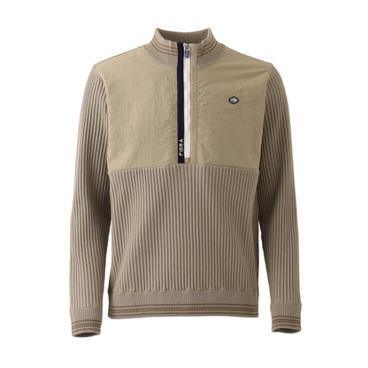 長袖ハイネックHALF ZIP【メンズ】ベージュ