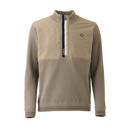 長袖ハイネックHALF ZIP【メンズ】ベージュ